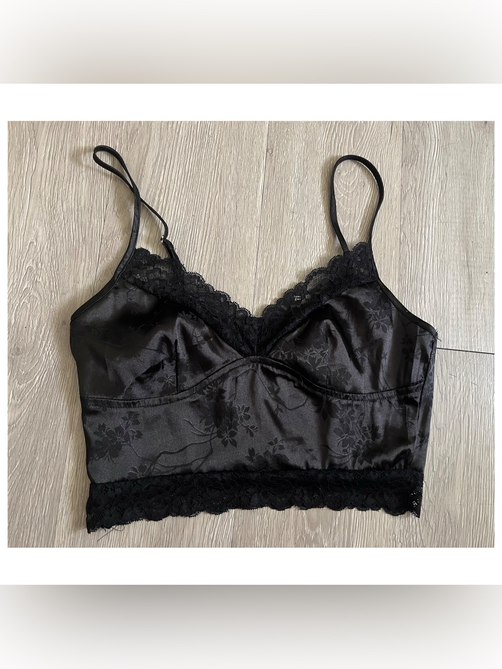 Black lace cami top with floral print size XS